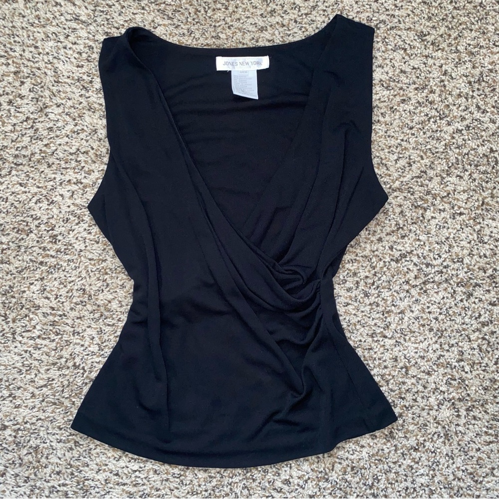 White House Black Market Draped Black Tank Top